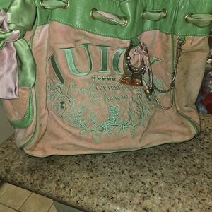 Juicy Couture Green and Pink Tote Bag